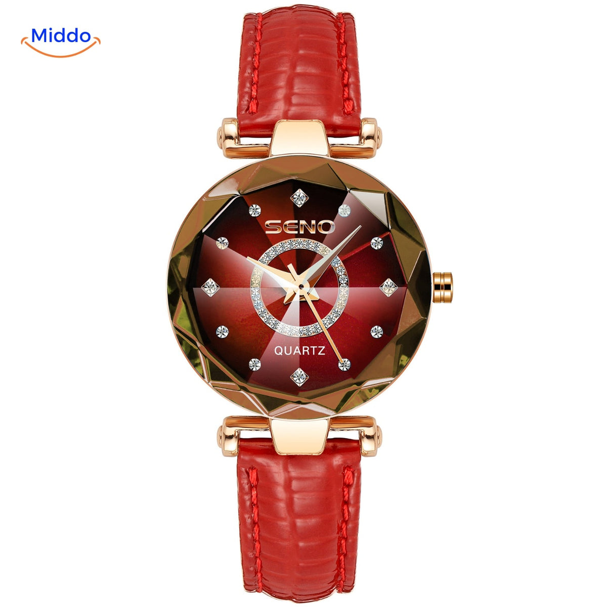 Seno Elegance Damenarmbanduhr Stahlrot