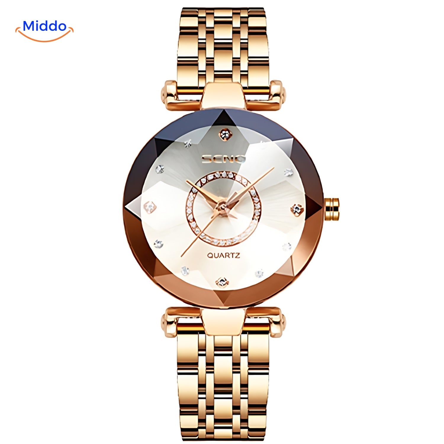 Seno Elegance Damenuhr Stahl Gold Gold Middo.nl