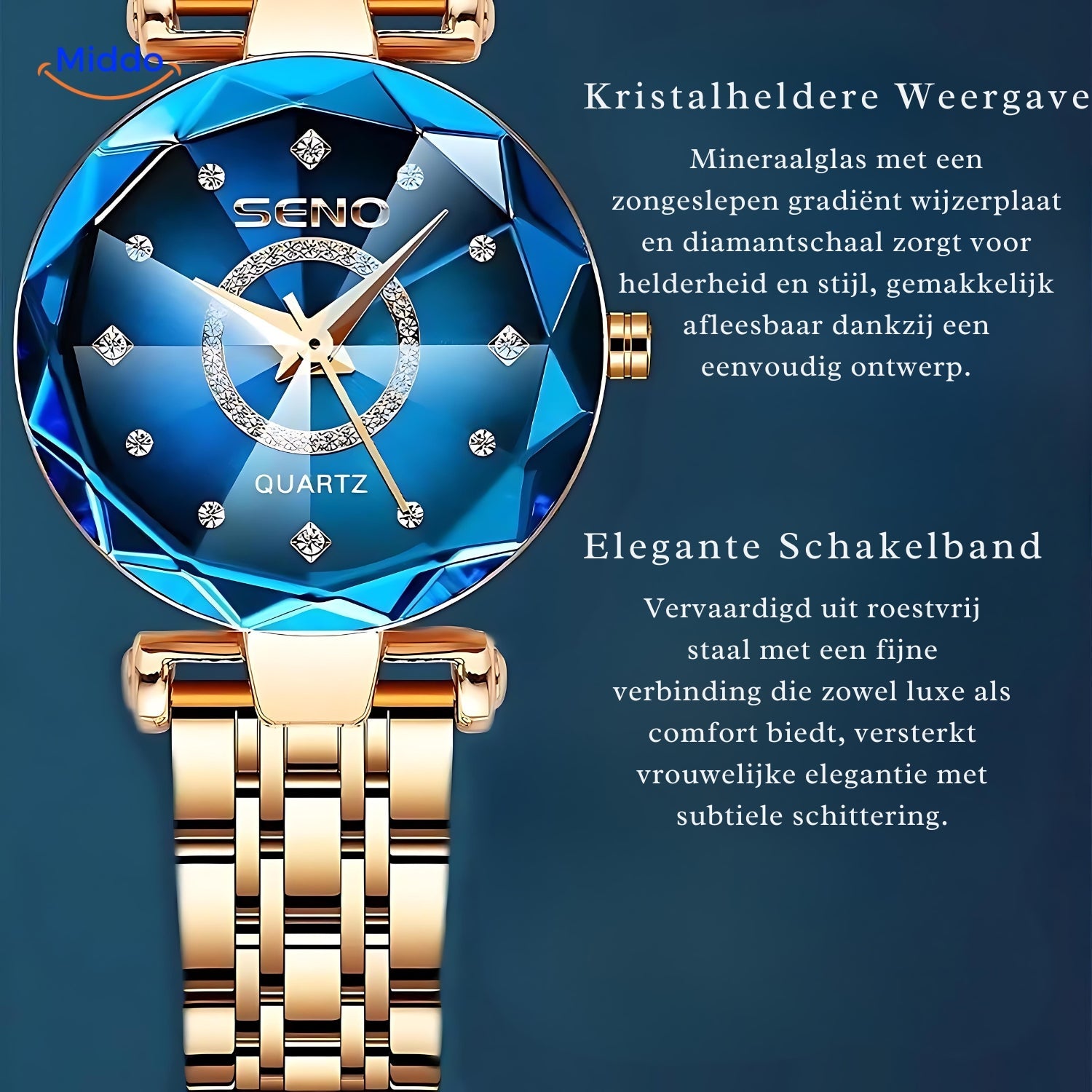 Seno mit kristallklarer Anzeige und elegantem Gliederarmband