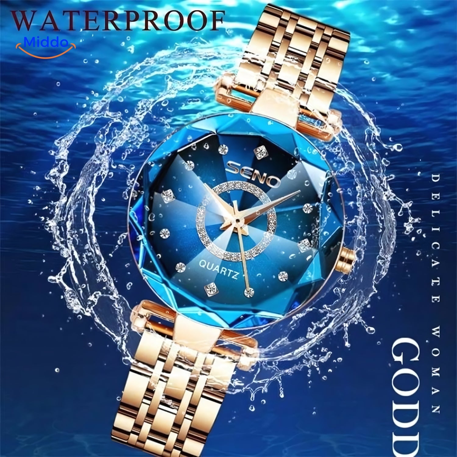 Wasserdichtes Damenarmbanduhr Seno Elegance www.middo.de