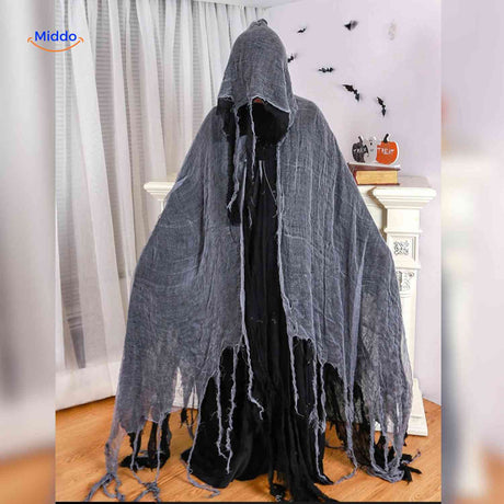 ShadowReap Umhang grau Spuk zerrissen Halloween Umhang www.middo.de