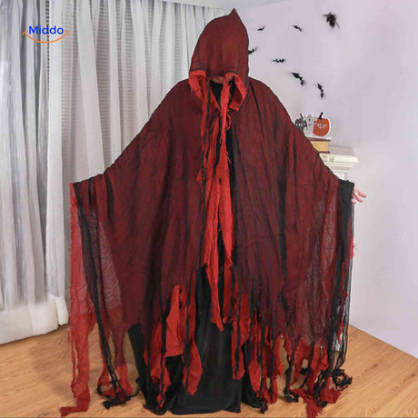 ShadowReap Cape – Roter, zerrissener Halloween-Mantel für dein Kostüm | www.middo.de