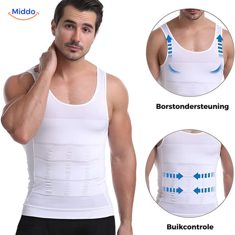 Weißes ShapeBoost PowerVest 2.0 Kompressions-Tanktop Mitte