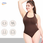 ShapelyFit Body Shapings Damen Shapewear Bodysuit mit dünnen Trägern Braun Mittel