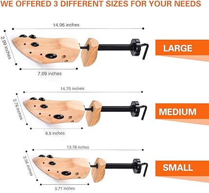 ShoeStretcher Pro Schuhspanner in drei verschiedenen Größen.