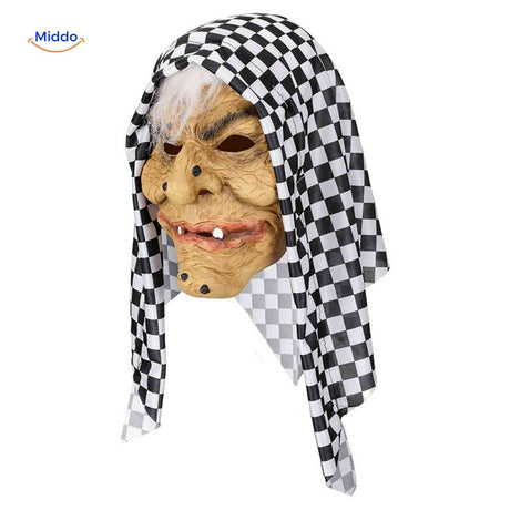 Skullveil Maske gruselige Hexe mit schwarz-weißem Kopftuch – www.middo.de