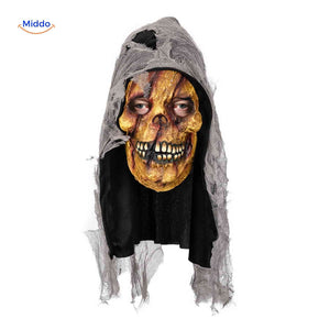 Skullveil Maske mit verrottetem Schädel und grauem Kapuzenschutz – www.middo.de