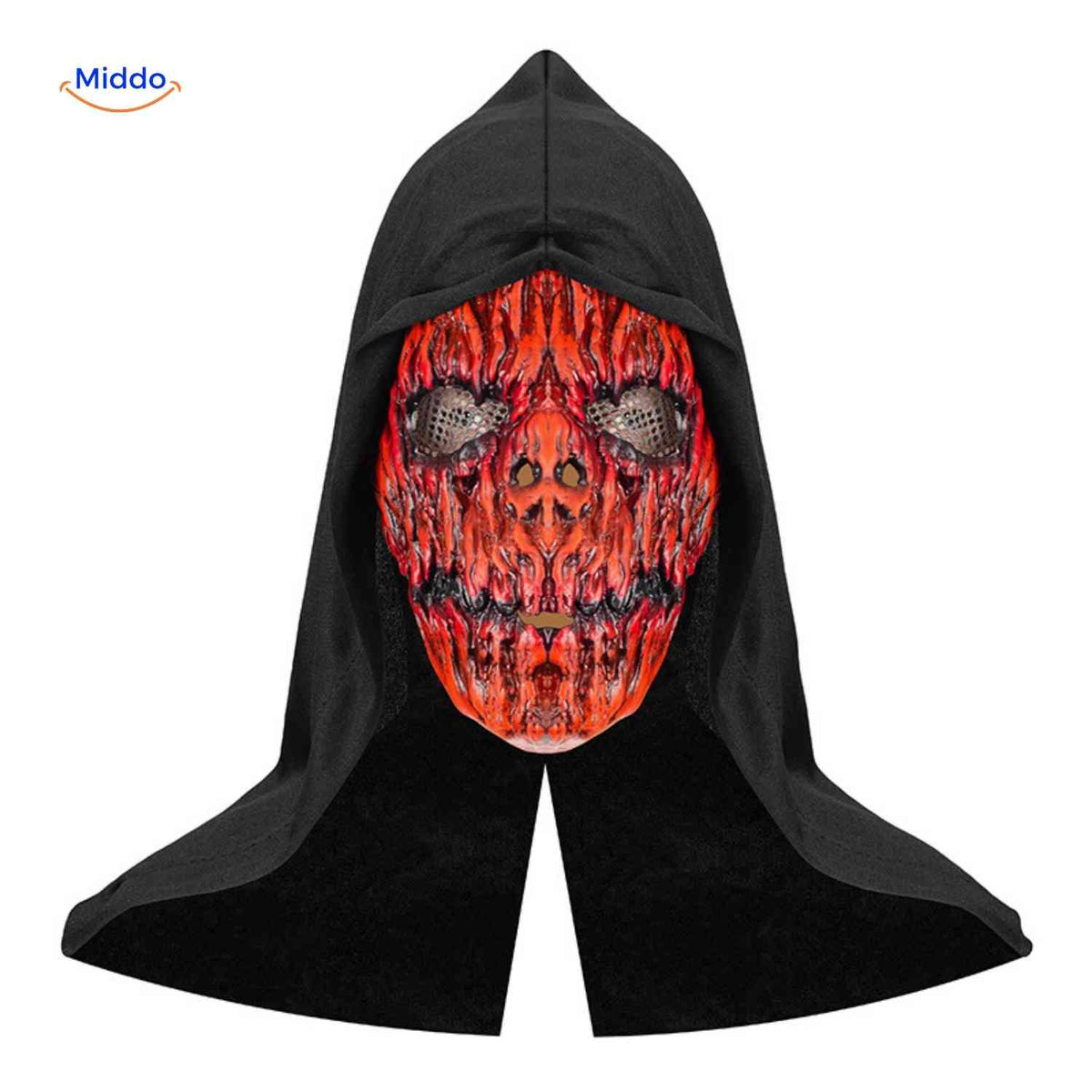 Skullveil Maske - Flammend rote Horror-Schädelmaske | www.middo.de