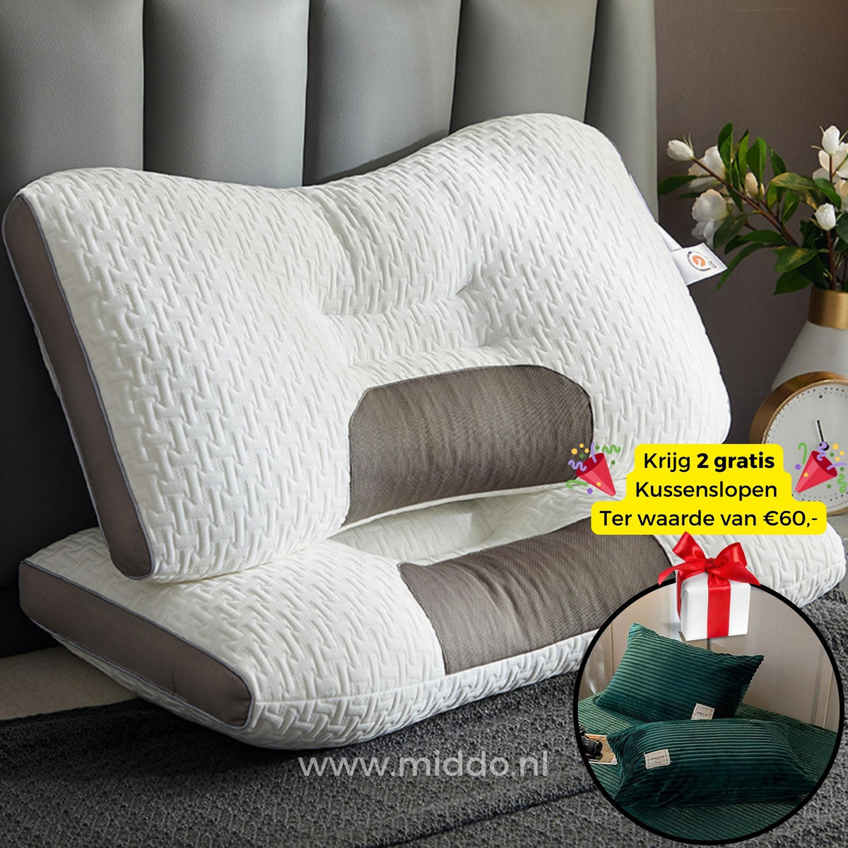 DreamGuard Pro Kissen mit kostenlosen dunkelgrünen Samtkissenbezügen