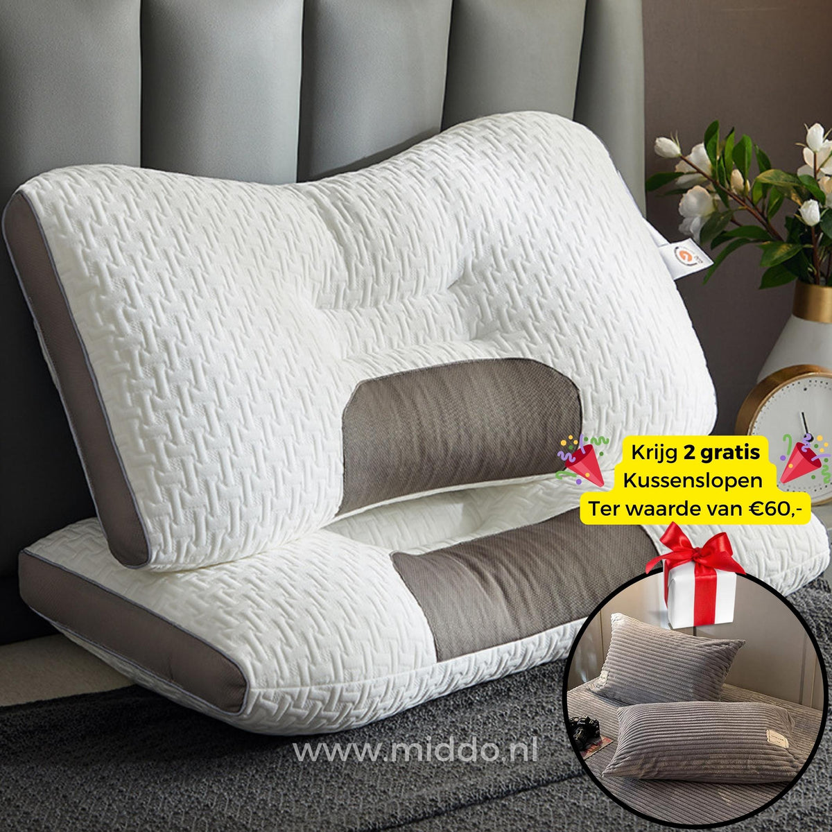 DreamGuard Pro Kissen mit kostenlosen grauen Samt-Kissenbezügen
