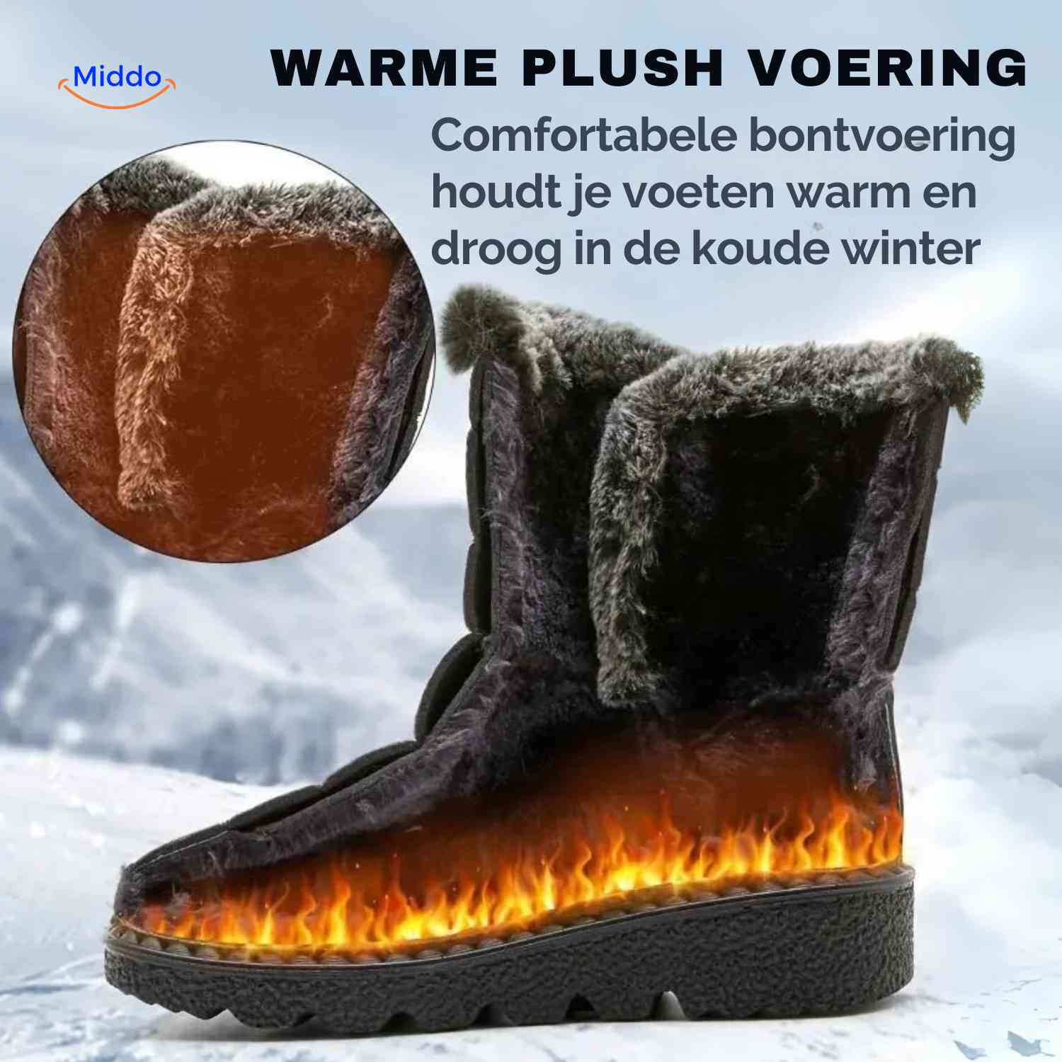 SnowLuxe Boots bontvoering extra warm sneeuwlaarzen www.middo.nl