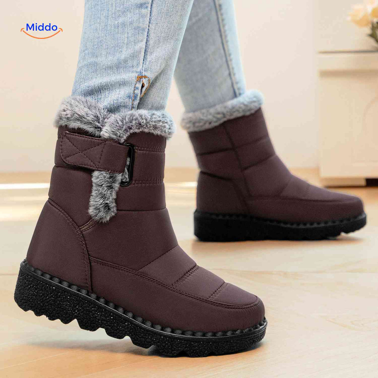 SnowBoots Winterstiefel braun wasserabweisende Schneestiefel