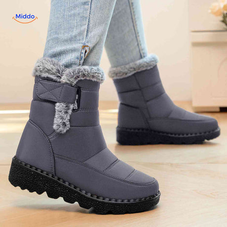 SnowLuxe Boots grau gefütterte Schneestiefel für Damen
