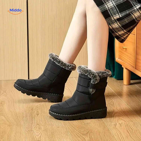 SnowLuxe Boots schwarz gefütterte Schneestiefel für Damen
