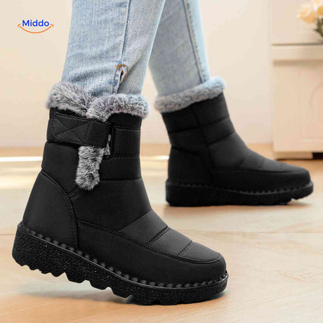 SnowLuxe Boots schwarz wasserdichte warme Schneestiefel für Damen