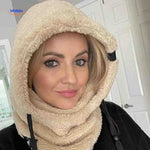 SnowShield Wintermütze Beige – Fleece Hood für Damen, warmer Schal und optimaler Schutz. Besuchen Sie uns auf www.middo.de!