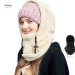 SnowShield Damen Wintermütze Beige Fleece Kapuze – Wärmender Schal mit Mütze. Besuchen Sie www.middo.de für mehr Informationen und bestellen Sie jetzt!