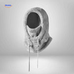 SnowShield Wintermuts lichtgrijs fleece hood lange touwtjes sjaal bescherming www.middo.nl