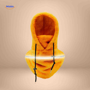 SnowShield Wintermütze in Orange aus Fleece mit reflektierendem Band – warm und gemütlich. Besuchen Sie uns auf www.middo.de!