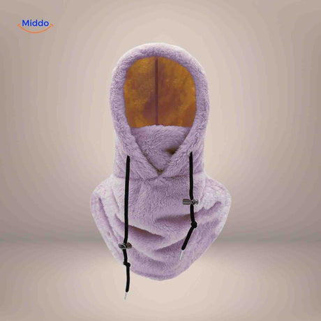 SnowShield Wintermütze lila, fleece, warm mit Schal - optimaler Schutz. Besuchen Sie www.middo.de!