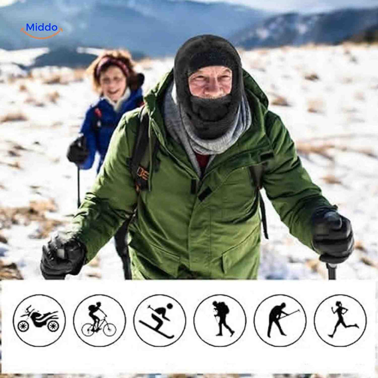 SnowShield Wintermütze für Wanderungen im Schnee – Fleece-Haube und warmer Schal für Outdoor-Aktivitäten - www.middo.de