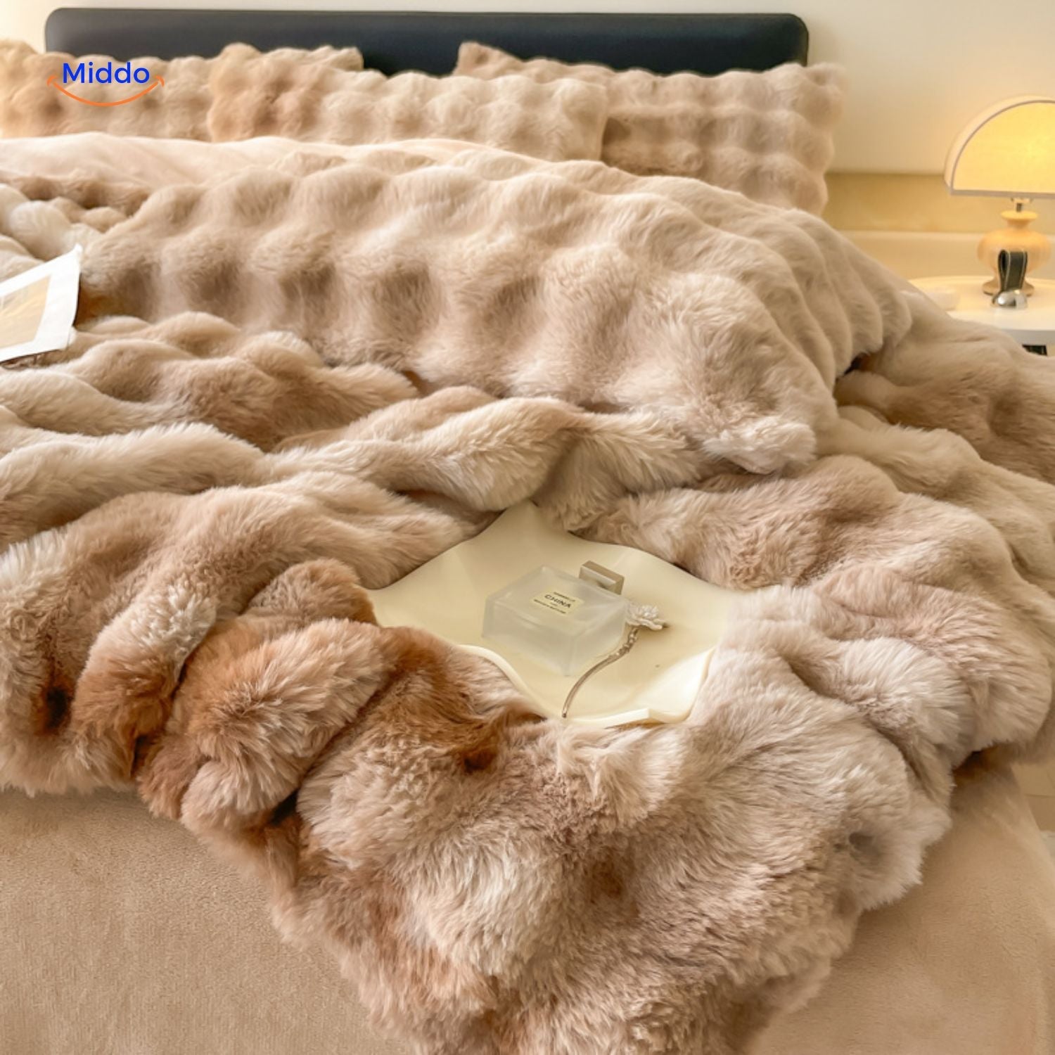 SnuggleBunny Plüschset beige dunkel Bettwäsche mit Plüsch www.middo.de