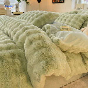 SnuggleBunny Plüsch Set Blau Plüsch Bettwäsche