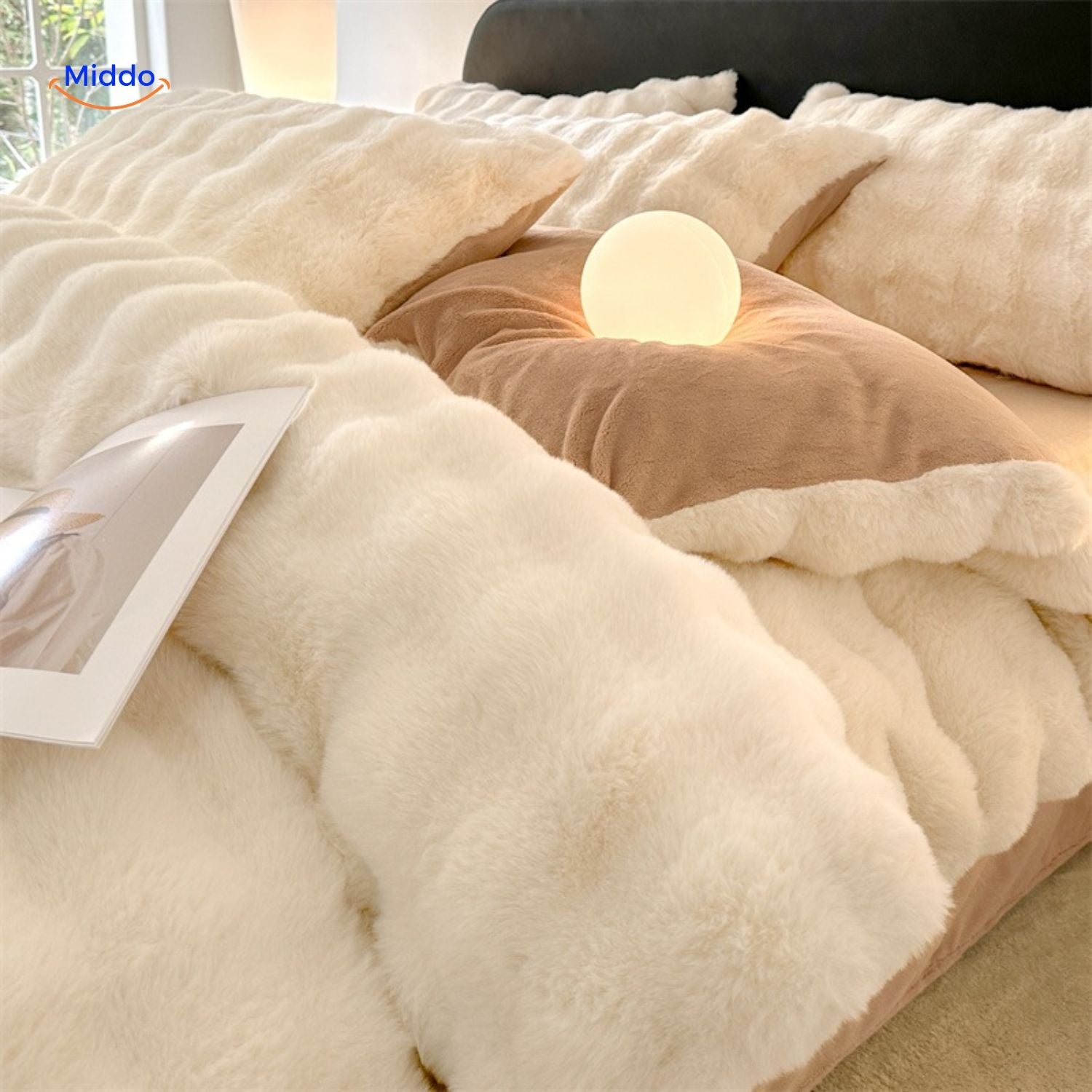 SnuggleBunny Plüschset weißes Plüschbettzeug mit Licht www.middo.nl
