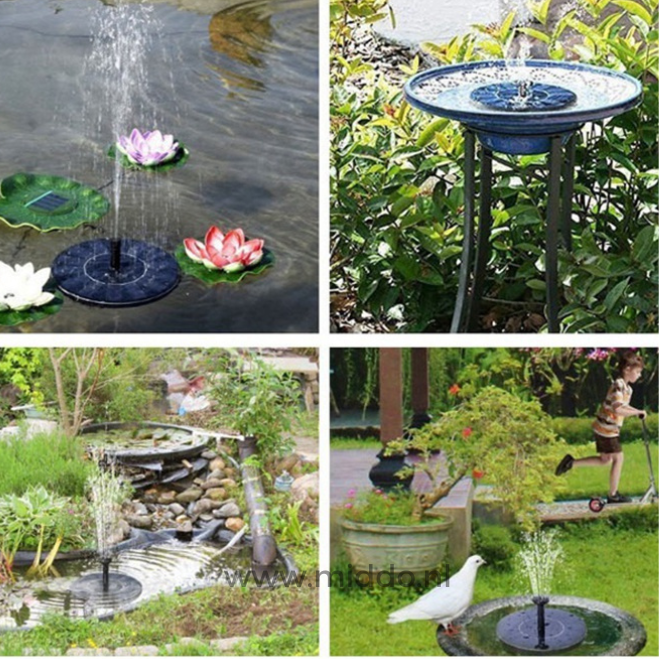 Verschiedene Gartenaufstellungen mit Solar Oasis Brunnen