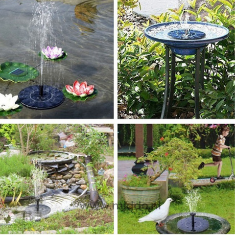 Verschiedene Gartenaufstellungen mit Solar Oasis Brunnen