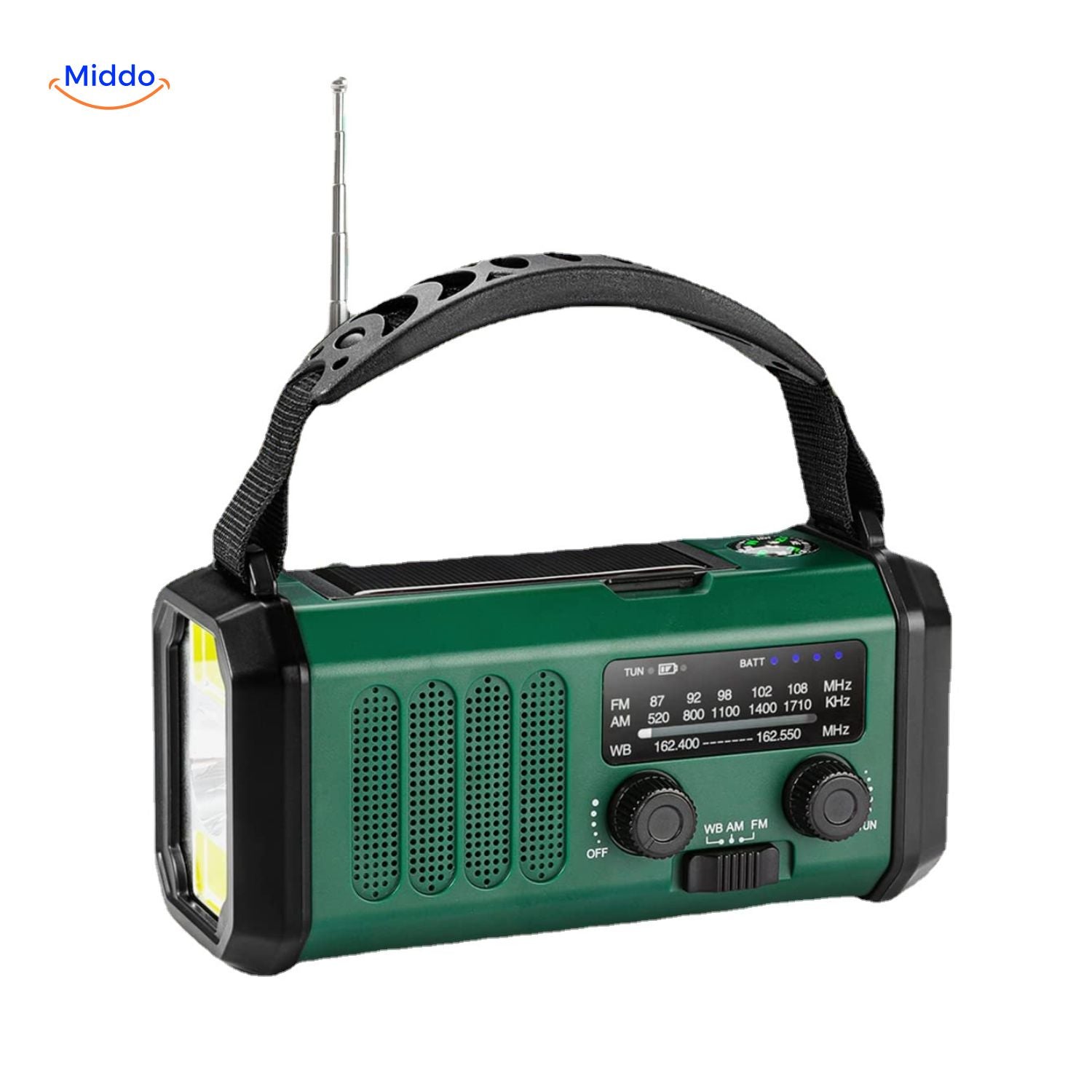 SolarPower Pro grüne Notfallradio mit Solarpanel www.middo.nl
