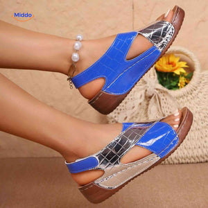 Soleva Sandalen glänzende Damen Sandalen mit Kreuzriemen