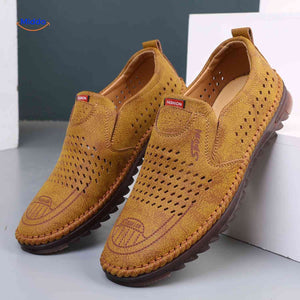 Solura Slipper in Khaki mit perforiertem Obermaterial, atmungsaktiver Herrenschuh