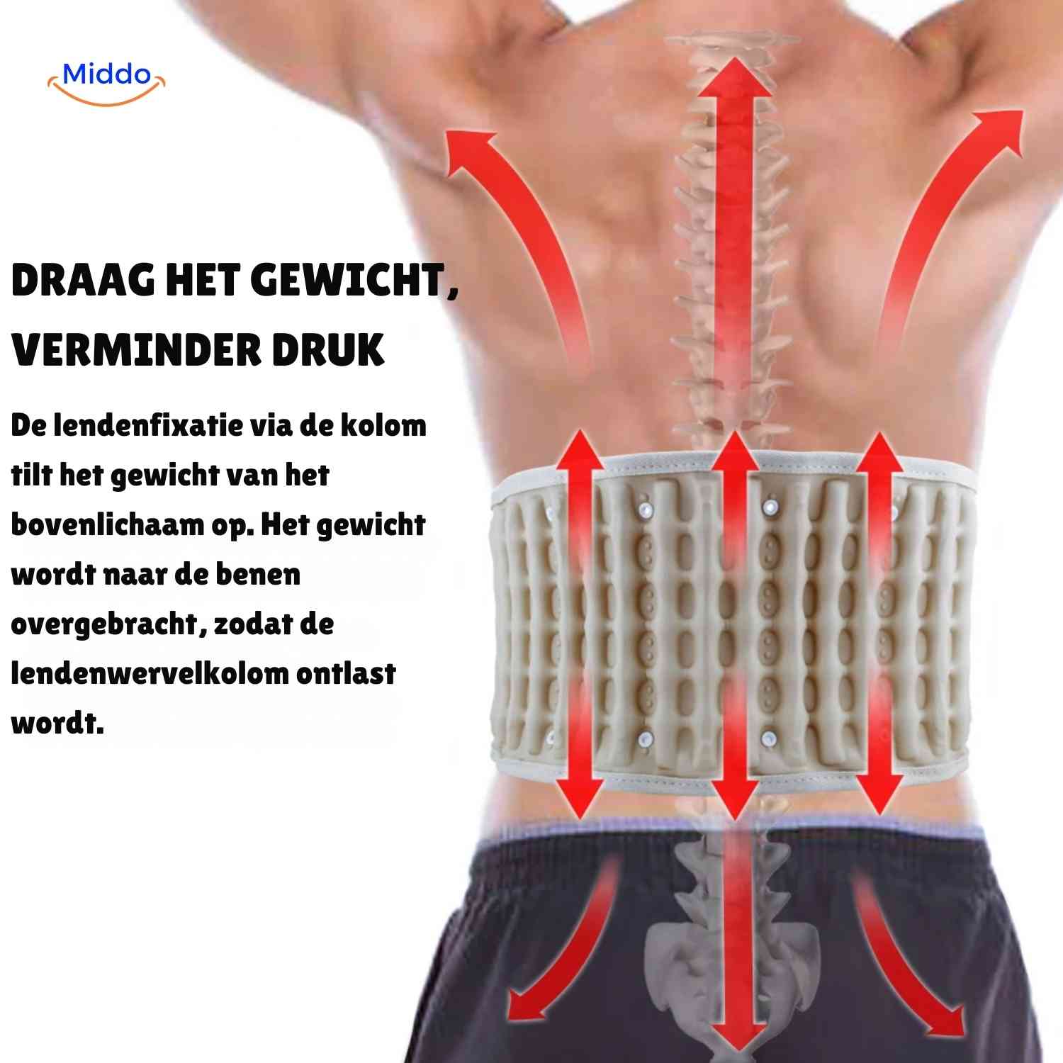 SpineRelief Gurtgewichtunterstützung und Druckentlastung Rückenband www.middo.de