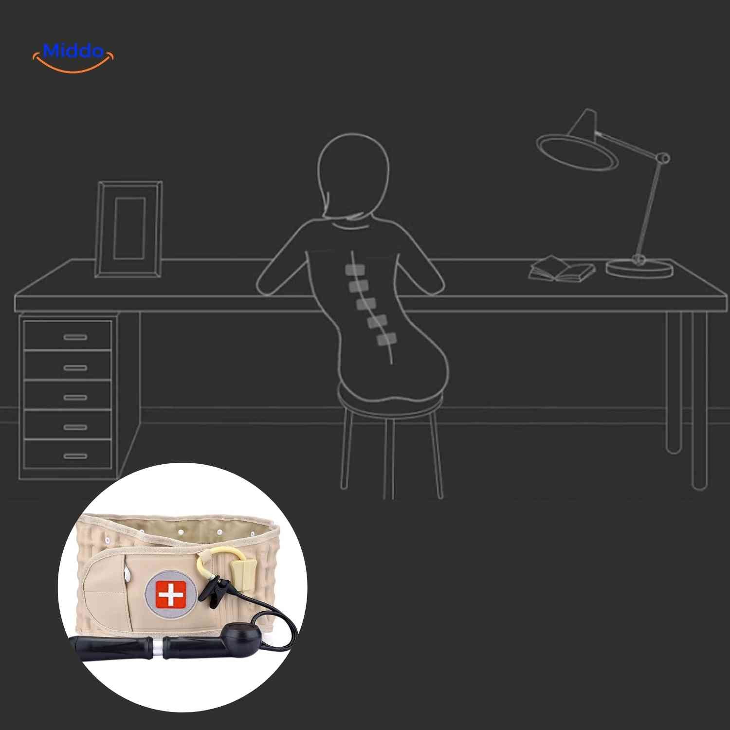 SpineRelief Gürtel für eine verbesserte Haltung mit Rückenstütze für die Wirbelsäule www.middo.de