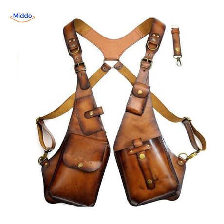 Steampunk Tote gelb braune Ledertasche www.middo.de