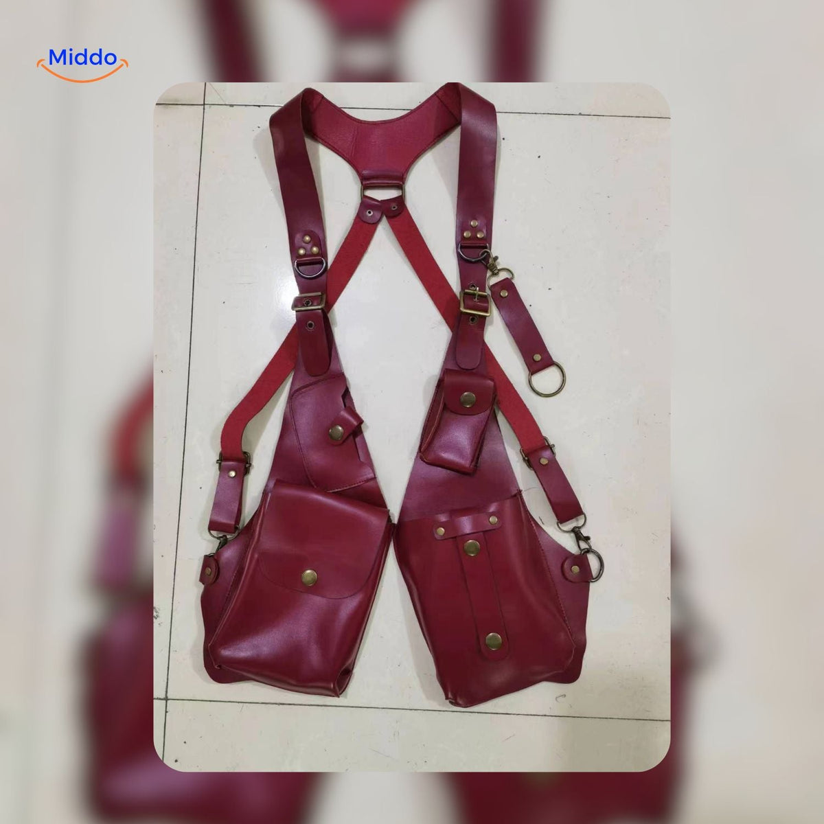 Steampunk Tote rotlederne Tasche im Studio