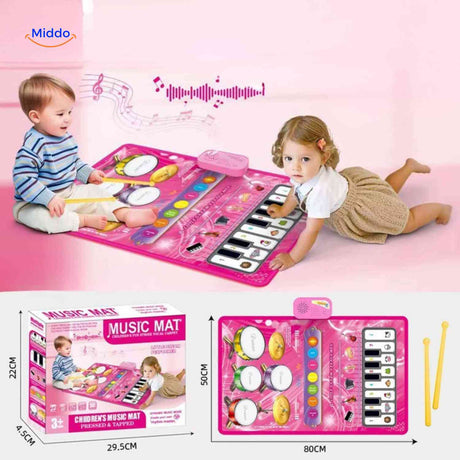 StepTune Baby spielt auf Musikmatte mit Instrumenten