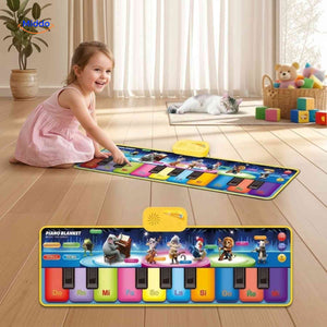 StepTune Mädchen spielt auf Spielmatte mit Klaviertasten