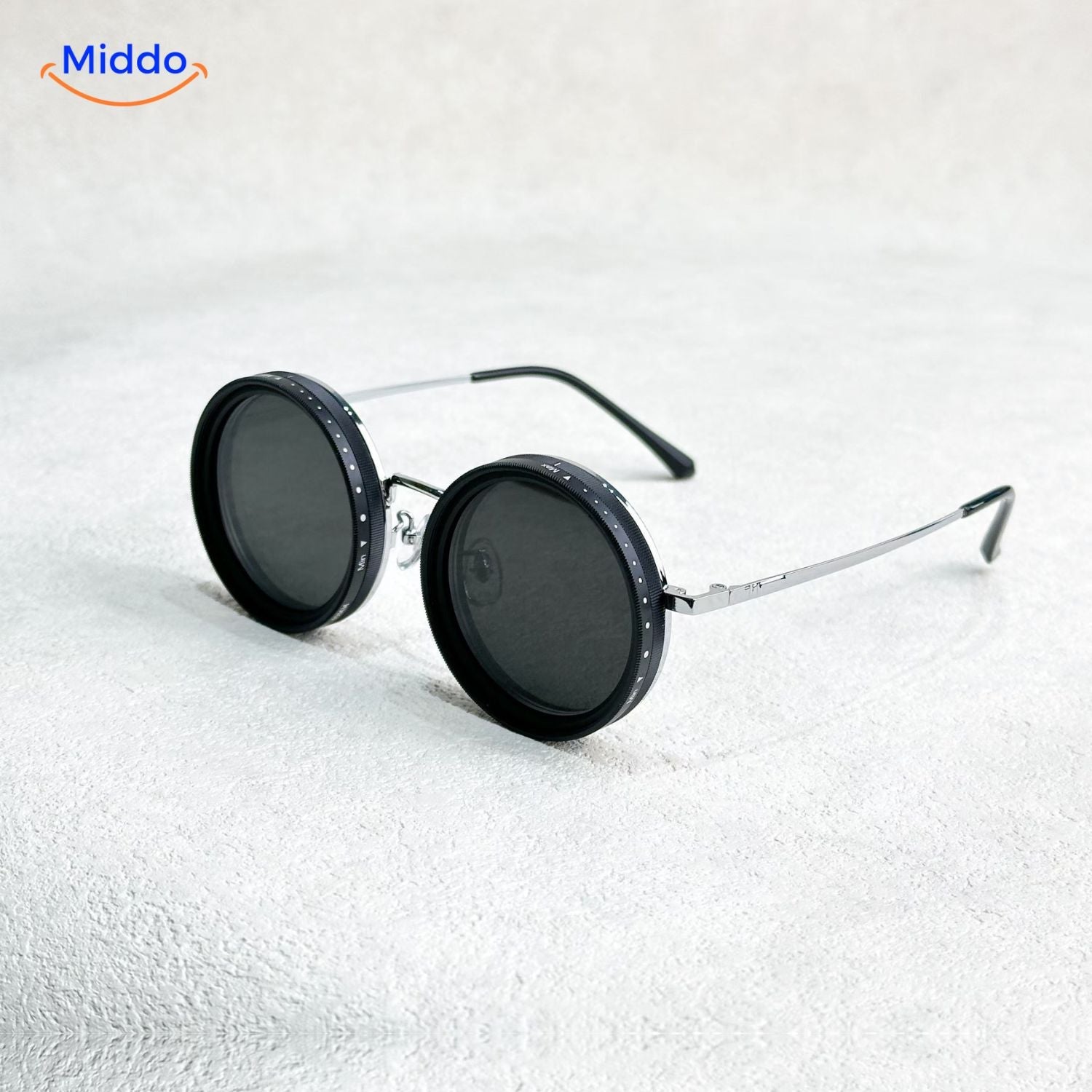SunGuard ND9 schwarze runde Sonnenbrillen mit Metallrahmen