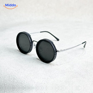 SunGuard ND9 schwarze runde Sonnenbrillen mit Metallrahmen