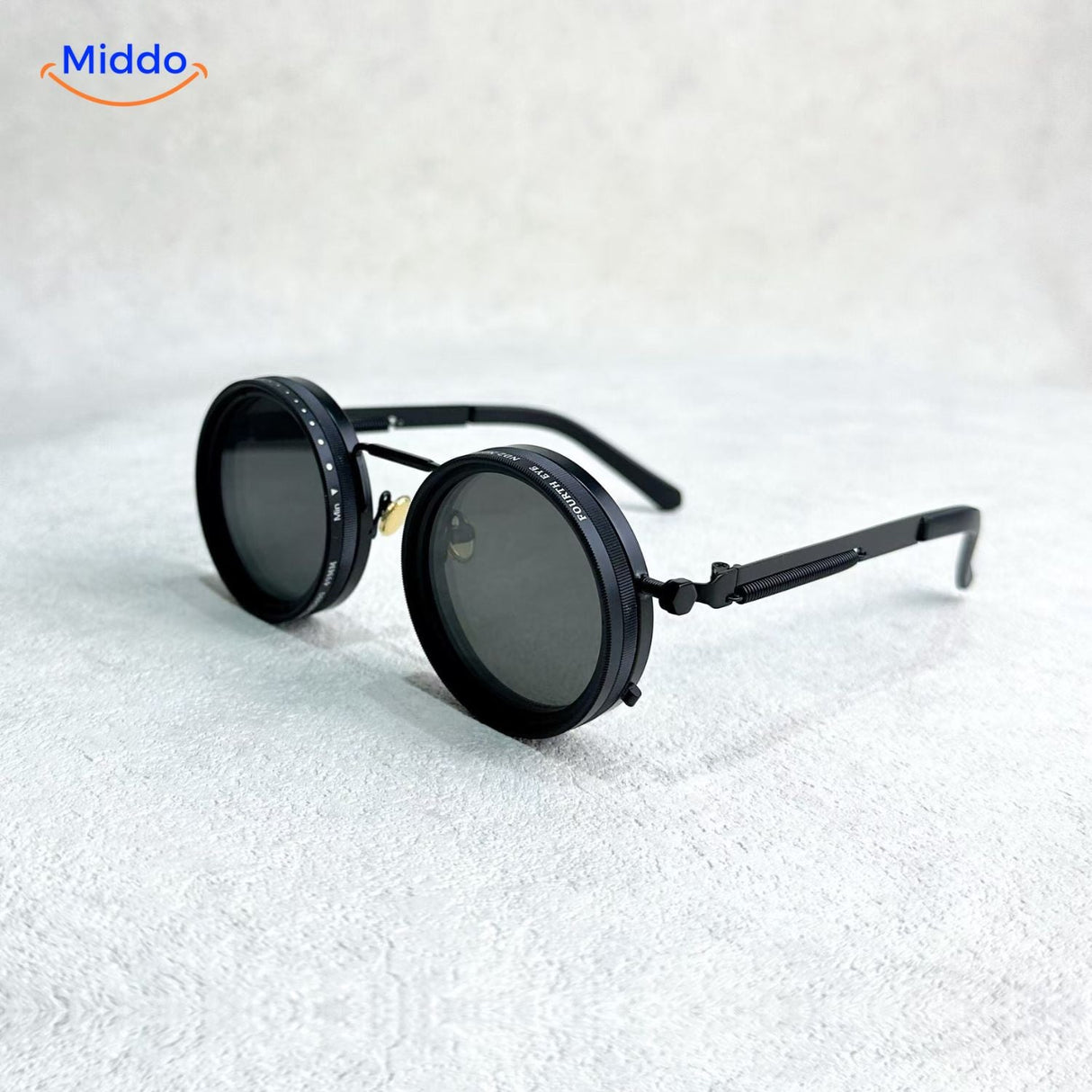 SunGuard ND9 runde Sonnenbrille mit schwarzem Metallrahmen