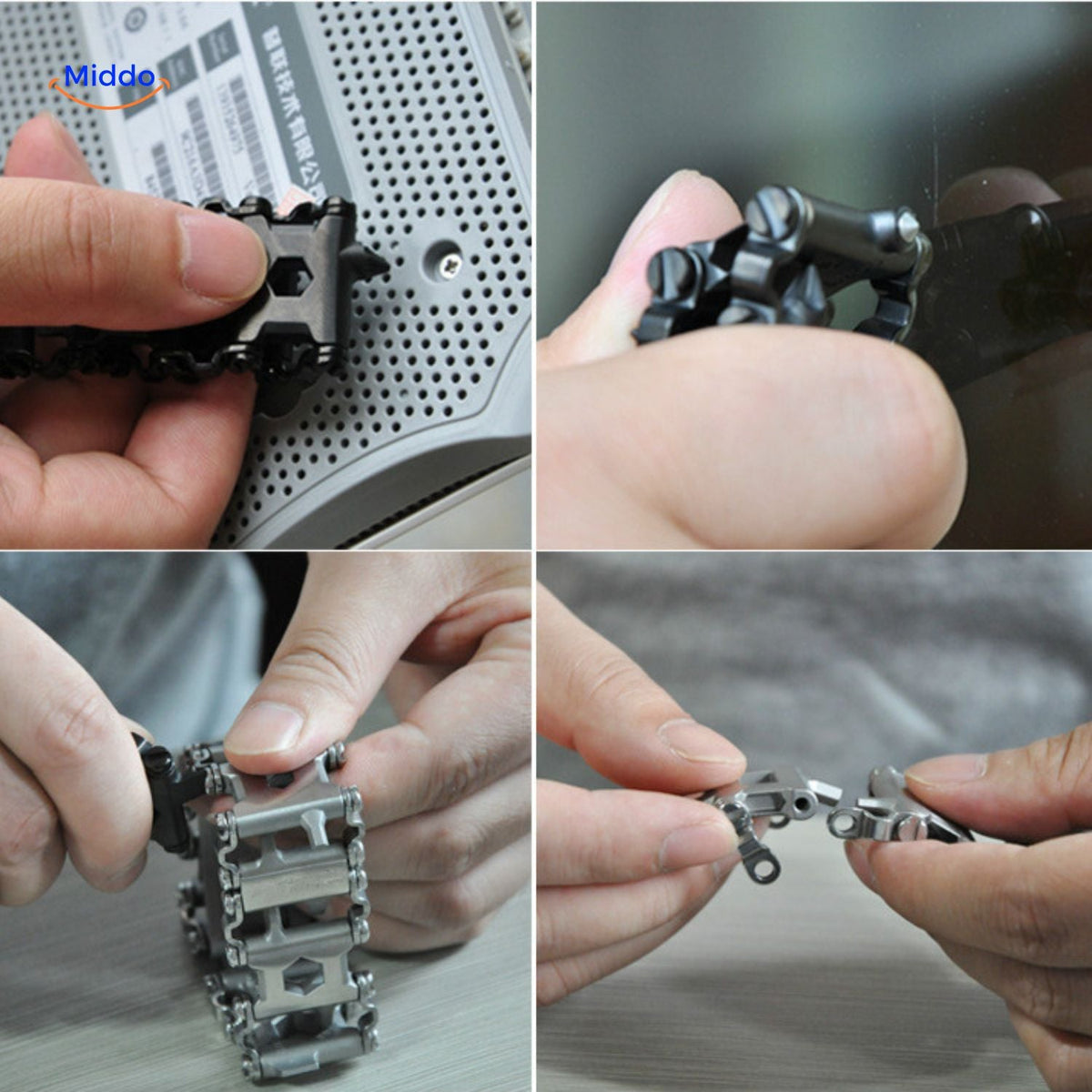 SurvivePro Multifunktions-Armband mit Multitool in Aktion www.middo.de