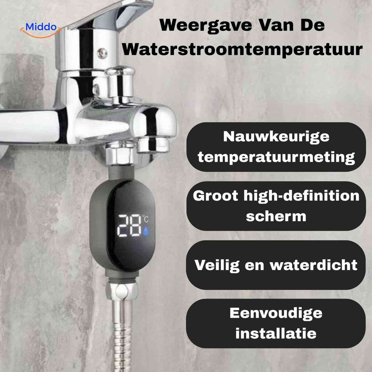 ThermoGauge Wasserhahn-Messgerät für präzise Temperaturmessung | www.middo.de