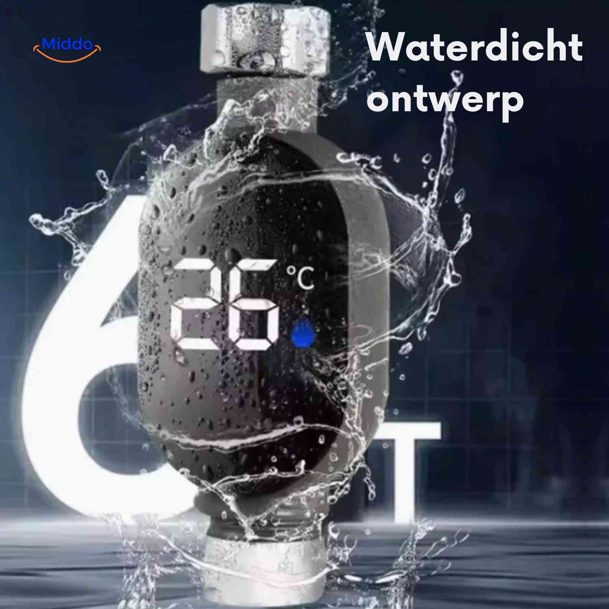 ThermoGauge Wasserthermometer, wasserdichtes Design mit LED-Display | www.middo.de
