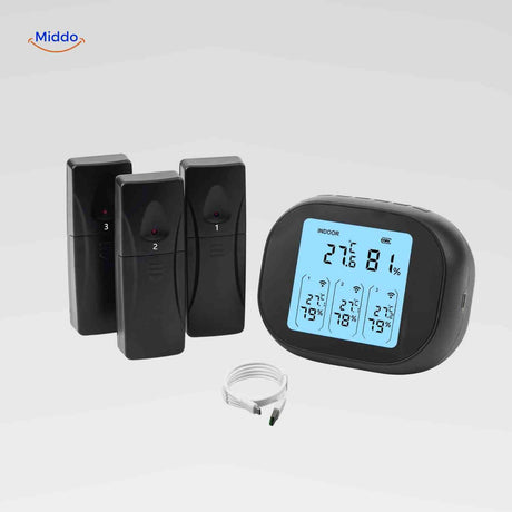 ThermoSense Thermometer und Hygrometer mit drei Funksensoren