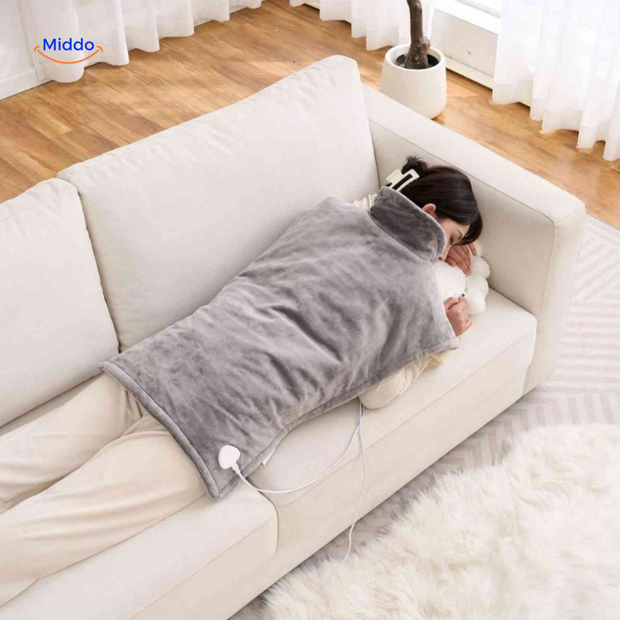 Thermowrap Schal – große Warmdecke für eine vollständige Rückenabdeckung. Besuchen Sie uns auf www.middo.de