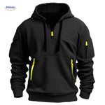 Thom Hooded Pullover bequem schwarz mit gelben Reißverschlüssen www.middo.nl