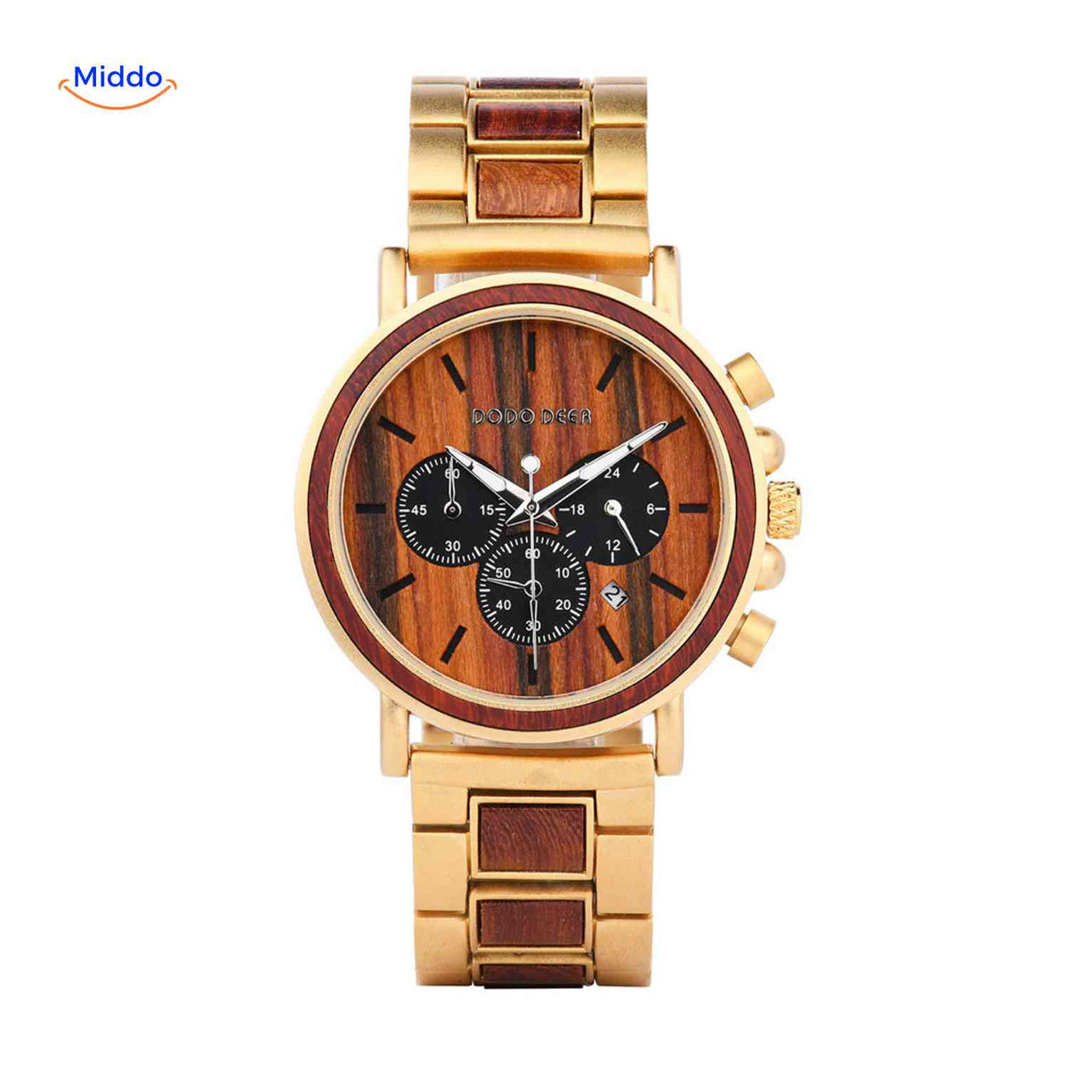 Timbero Holzuhr Holz-Chronograph mit Datumsfunktion