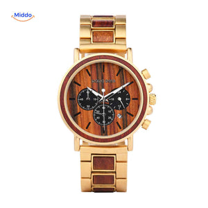 Timbero Holzuhr Holz-Chronograph mit Datumsfunktion